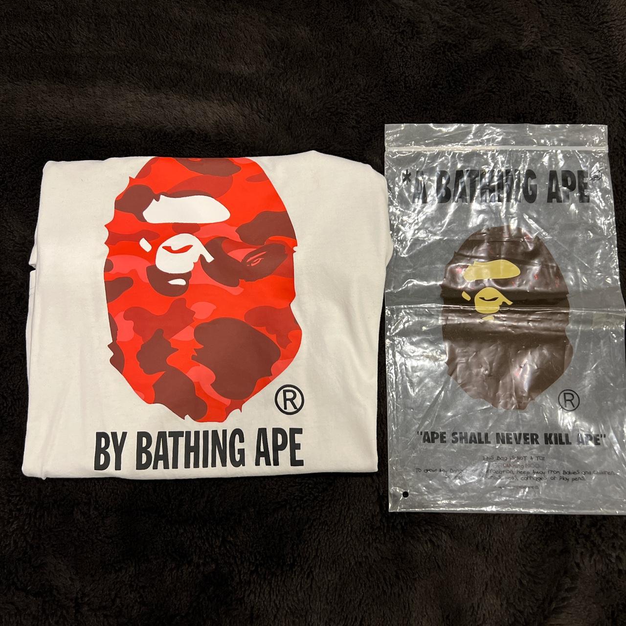 White And Red Bape T-Shirt - SIZE XL HOWEVER FITS... - Depop