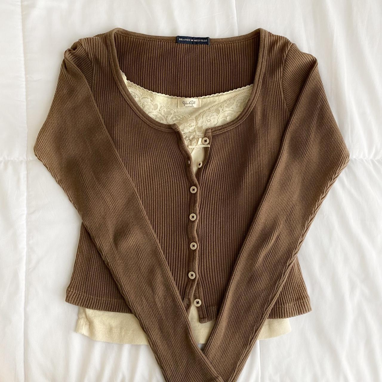 Brandy Melville Women's Brown Cardigan Depop