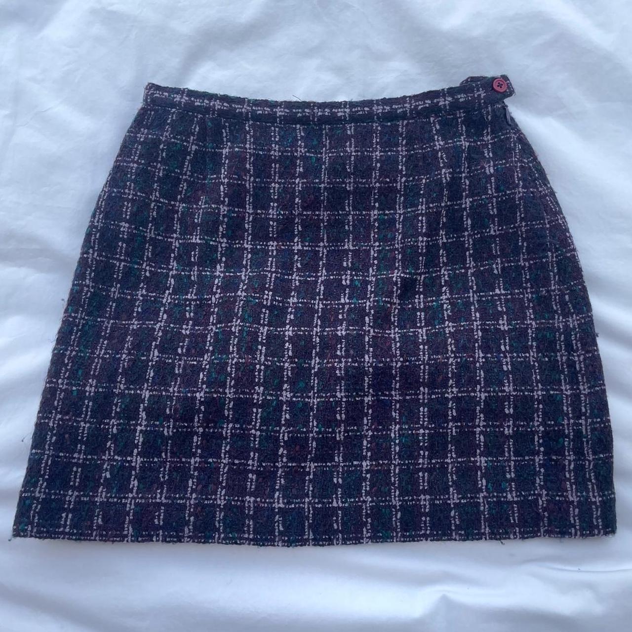 Dark purple plaid wool mini skirt!💫 in great... - Depop