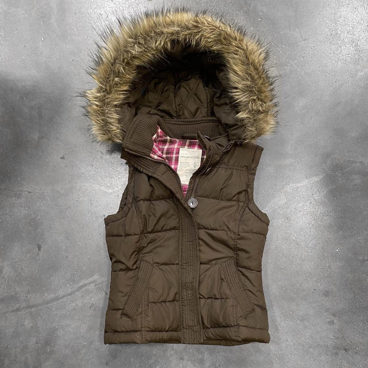 Aeropostale Fur Hooded Vest Early 2000’s! Has the... - Depop