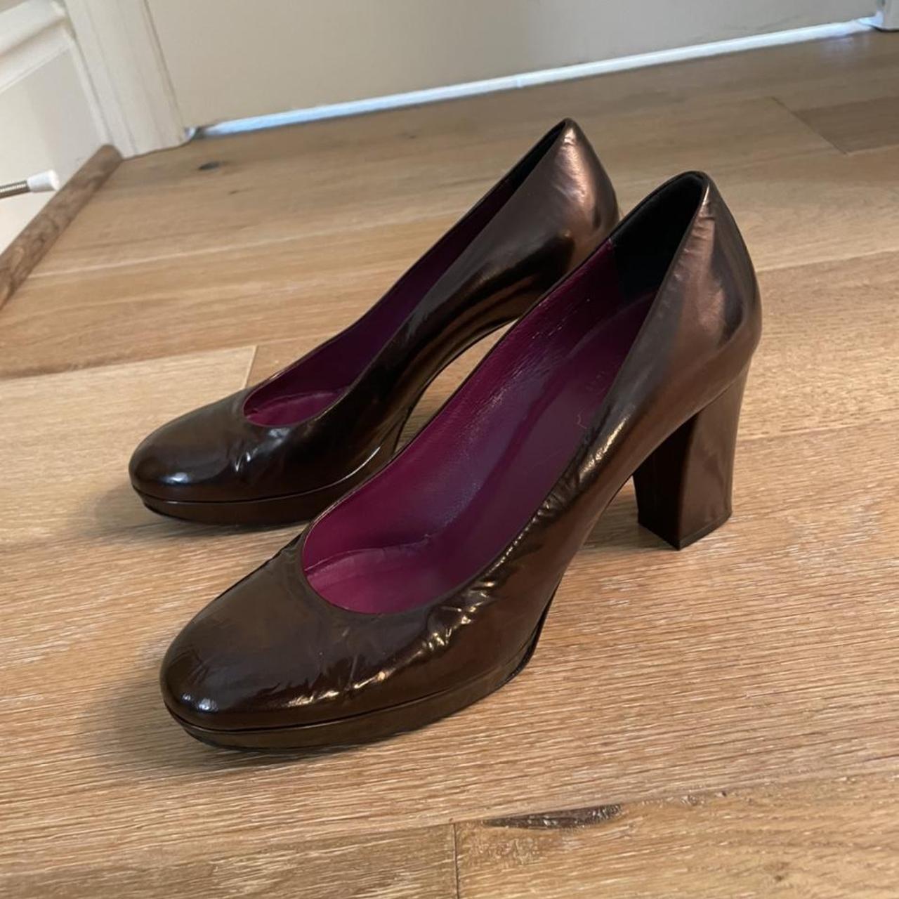 Coach Metallic Brown Block Heel Shoes, size 8. These... Depop