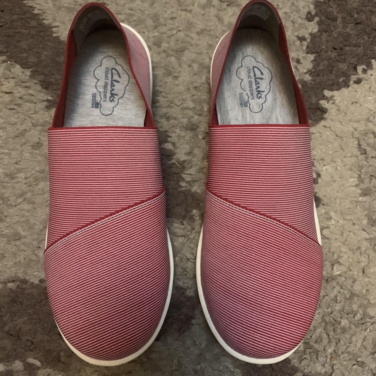 clarks slip on trainers