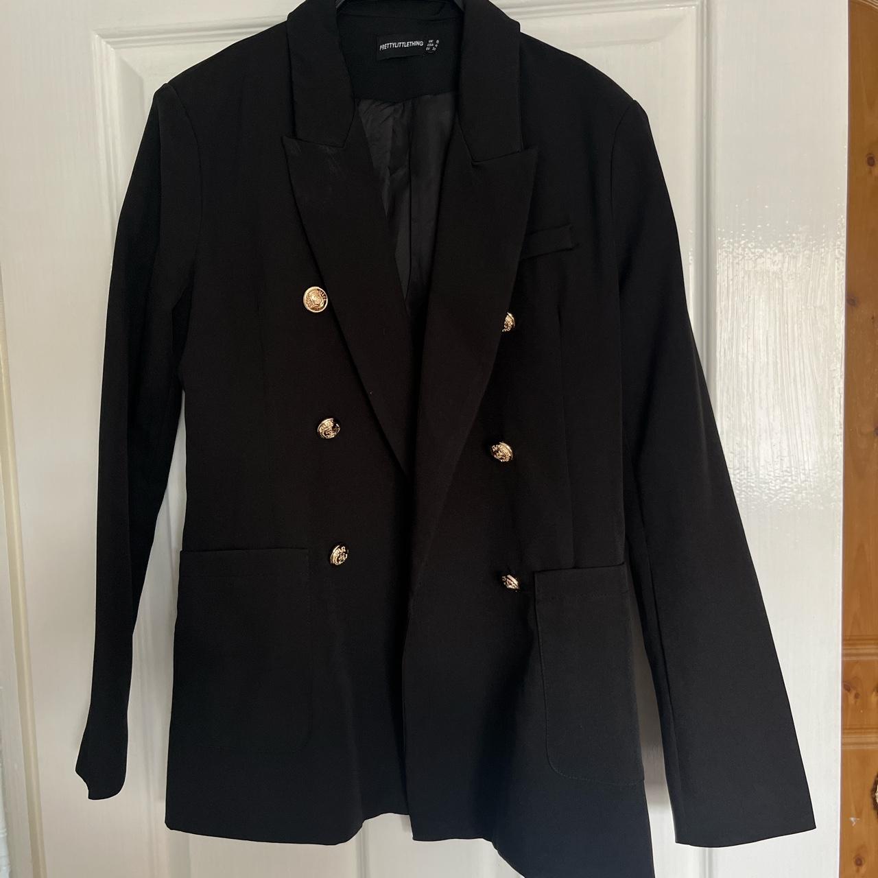Black double breasted blazer with gold buttons - Depop