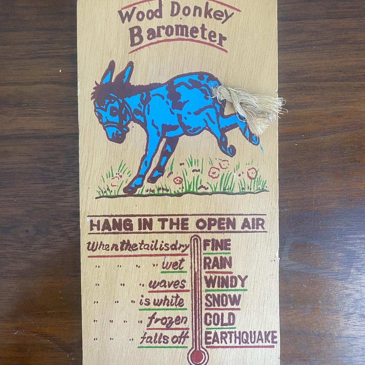 Vintage 1970s Wood Donkey Barometer wood... Depop