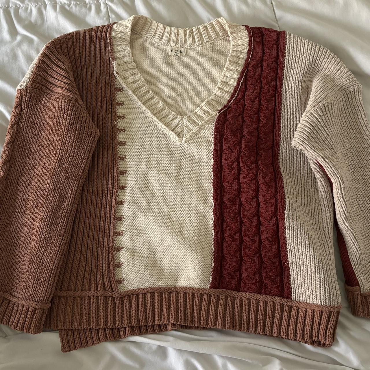 Women's Sweater - Multi/Brown - S – Patchwork ove… - image 2