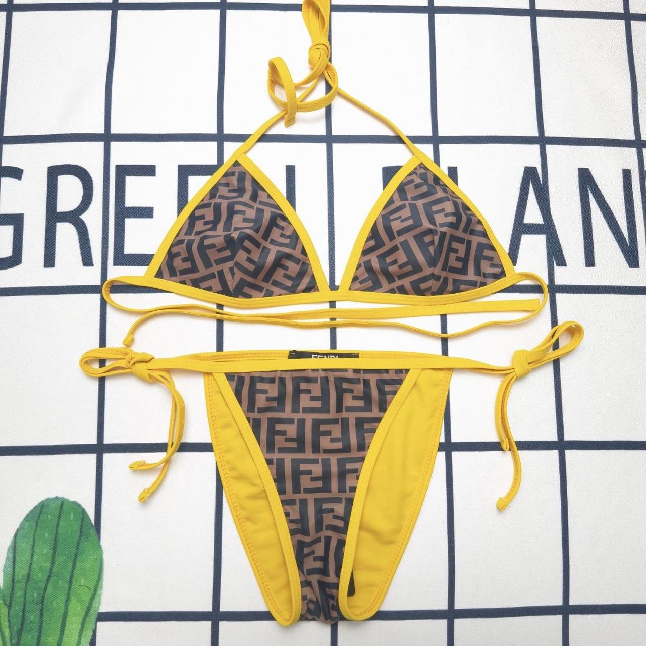 Fendi Women's Yellow and Brown Bikinis-and-tankini-sets | Depop