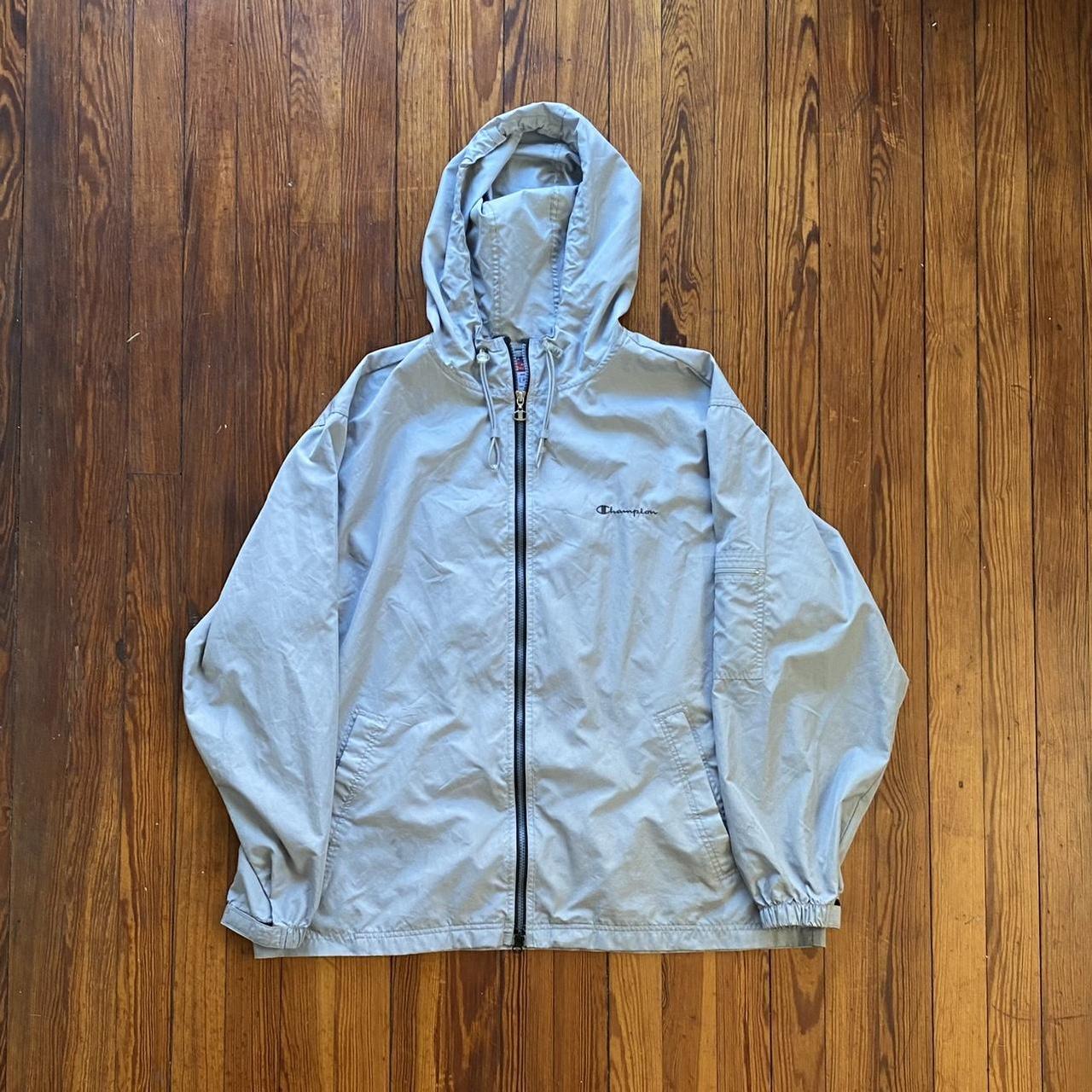 Light weight Gray Champion windbreaker jacket. Depop