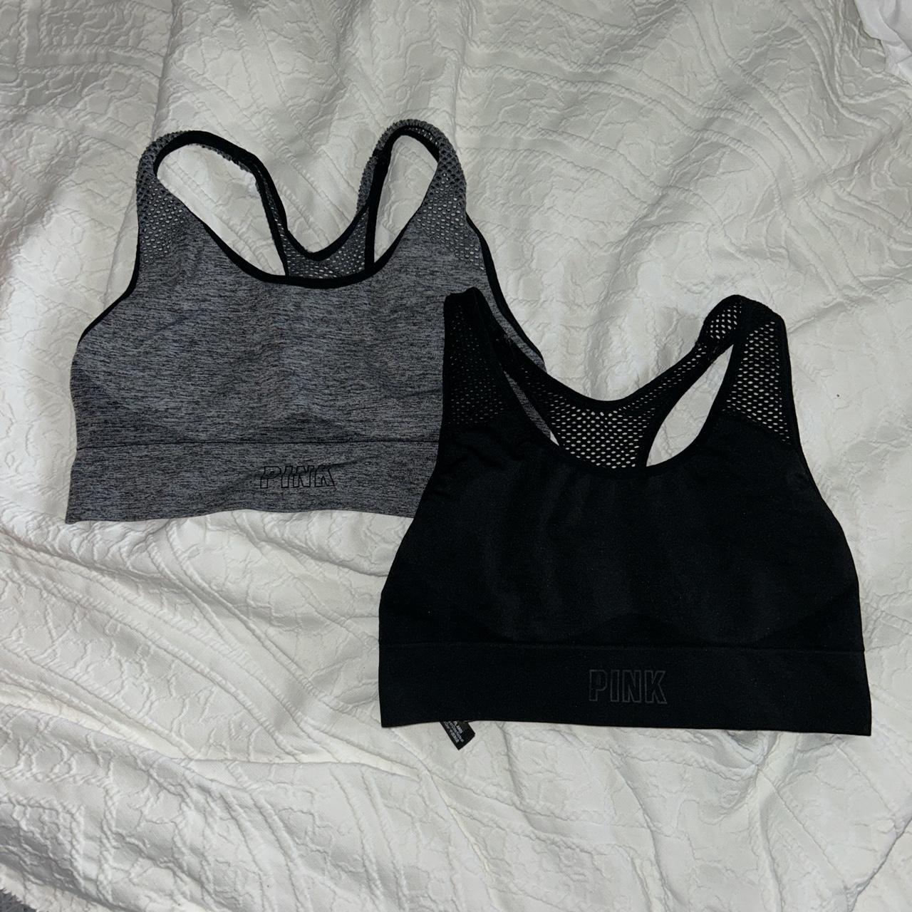 2 PINK sport bras size sm the straps appear all... Depop