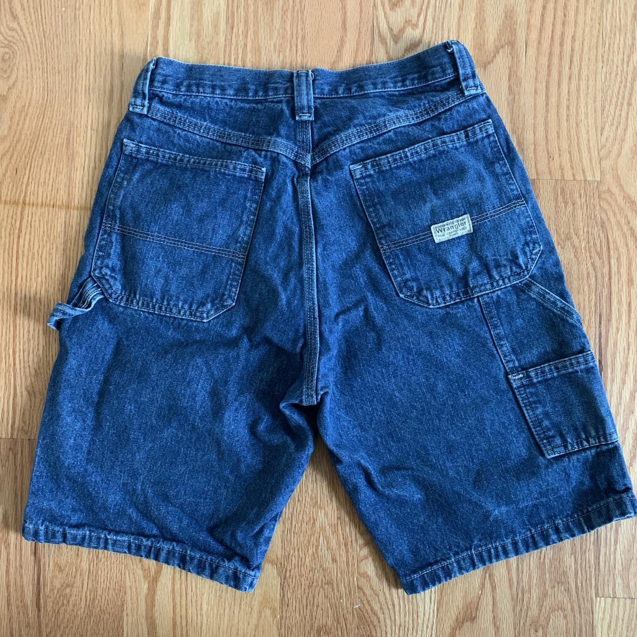 Wrangler Carpenter Jorts long and baggy medium wash... - Depop