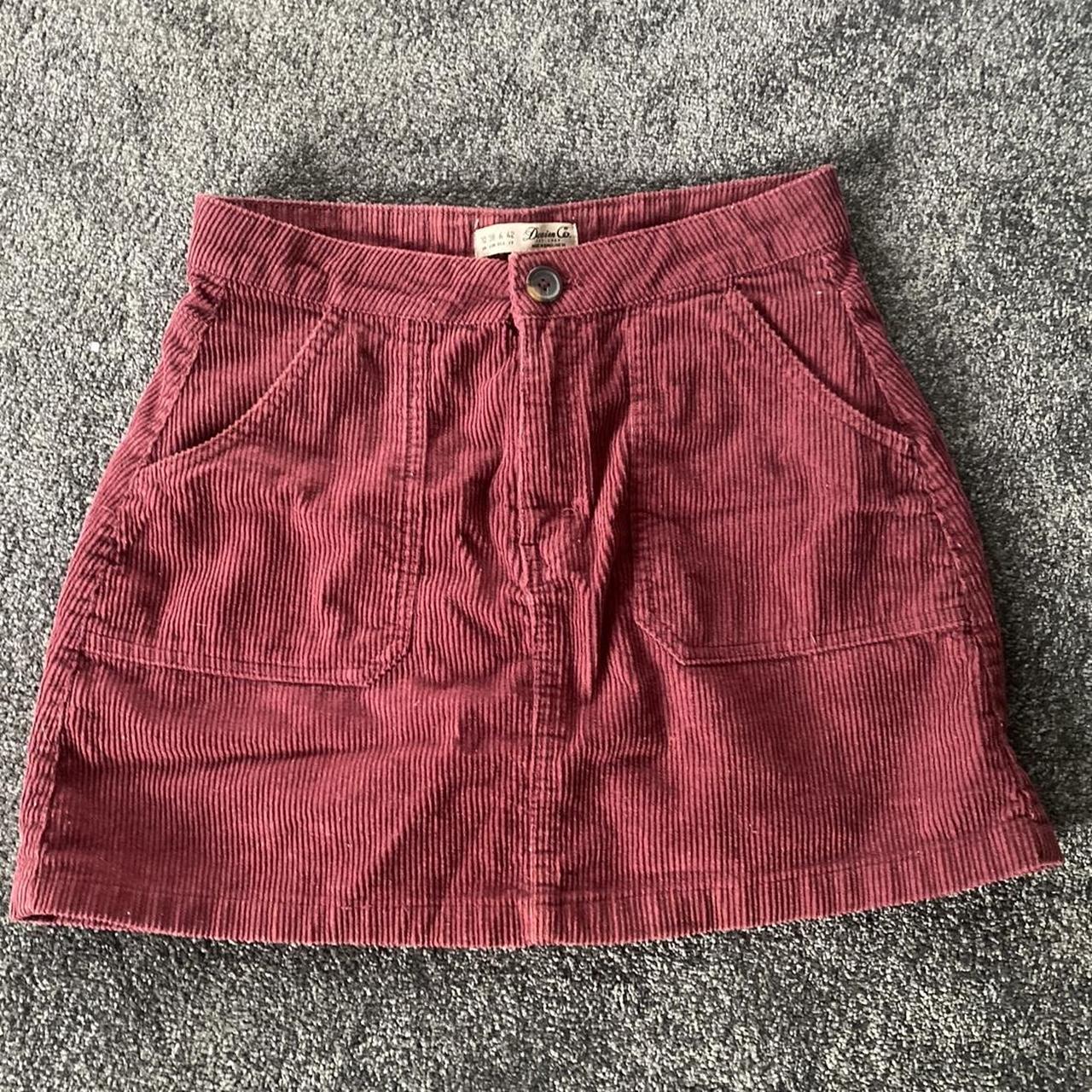 Maroon corduroy mini skirt Size UK10 Very good... - Depop