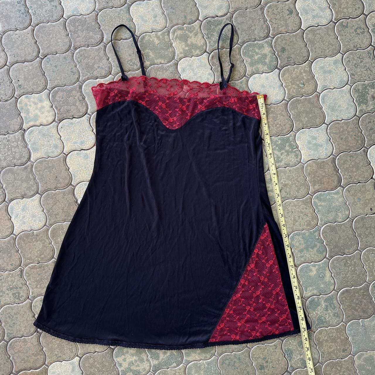 Black Slip and Red Lace Dress Vintage... Depop