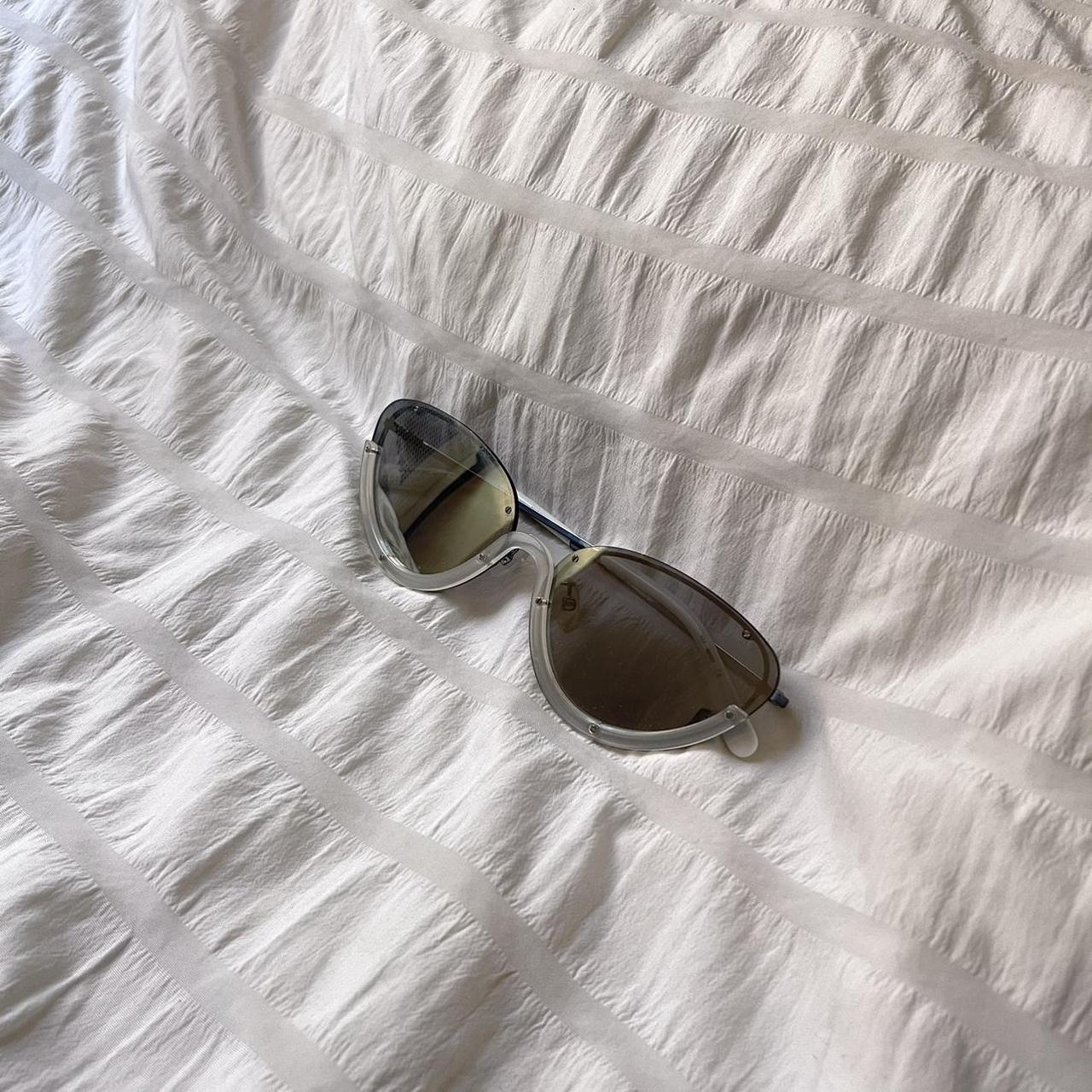 Kenzo Women's White and Blue Sunglasses Depop