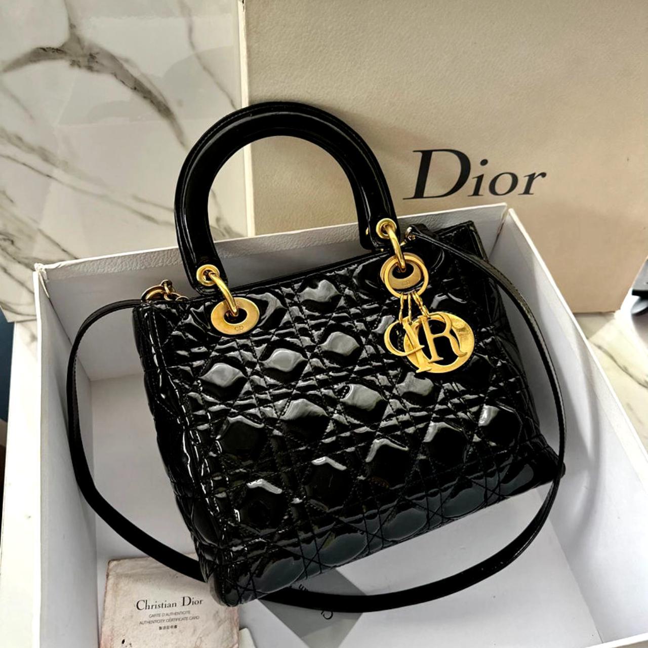 Dior Lady Dior Shoulder Bag Medium Black Ultramatte... Depop