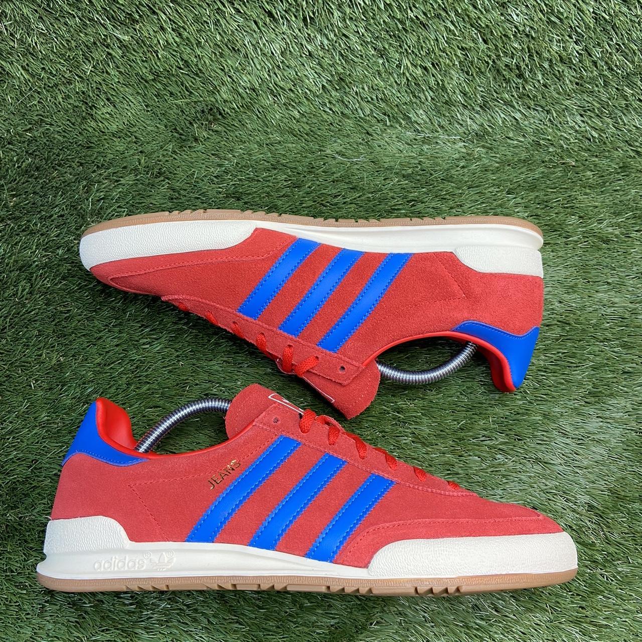 adidas jeans trainers blue and red