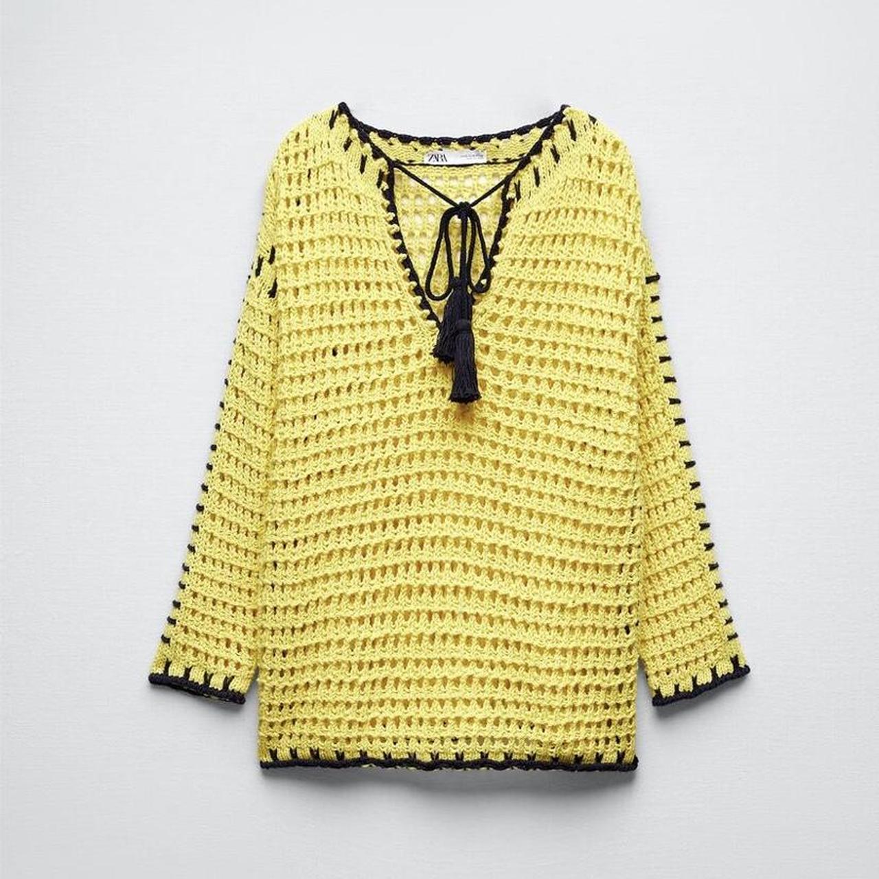 ZARA knit sweater with contrast topstitching 🧡 open... - Depop