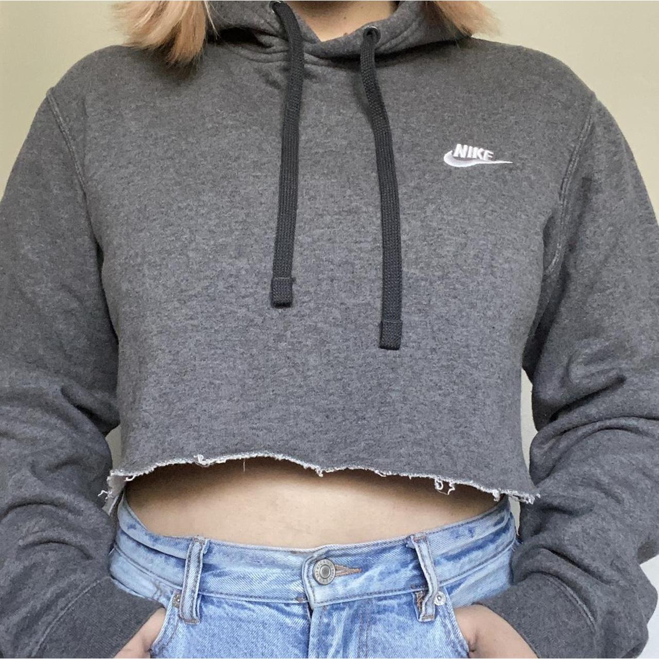 grey nike crop top hoodie