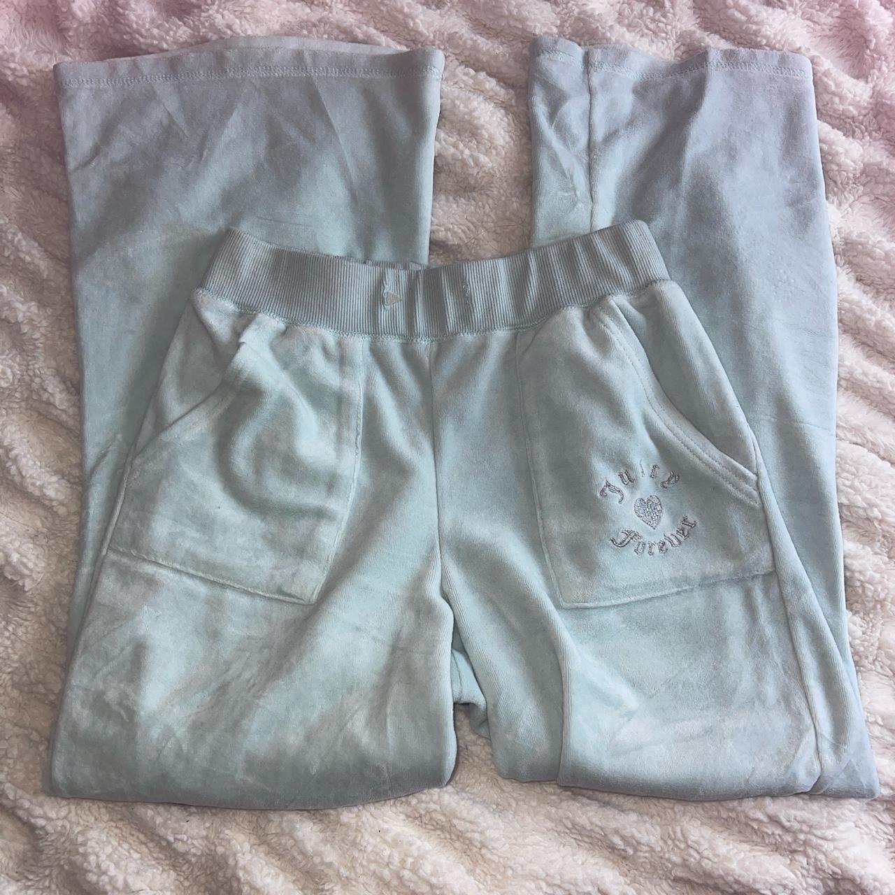 Baby blue juicy couture y2k velour flare low waisted... Depop