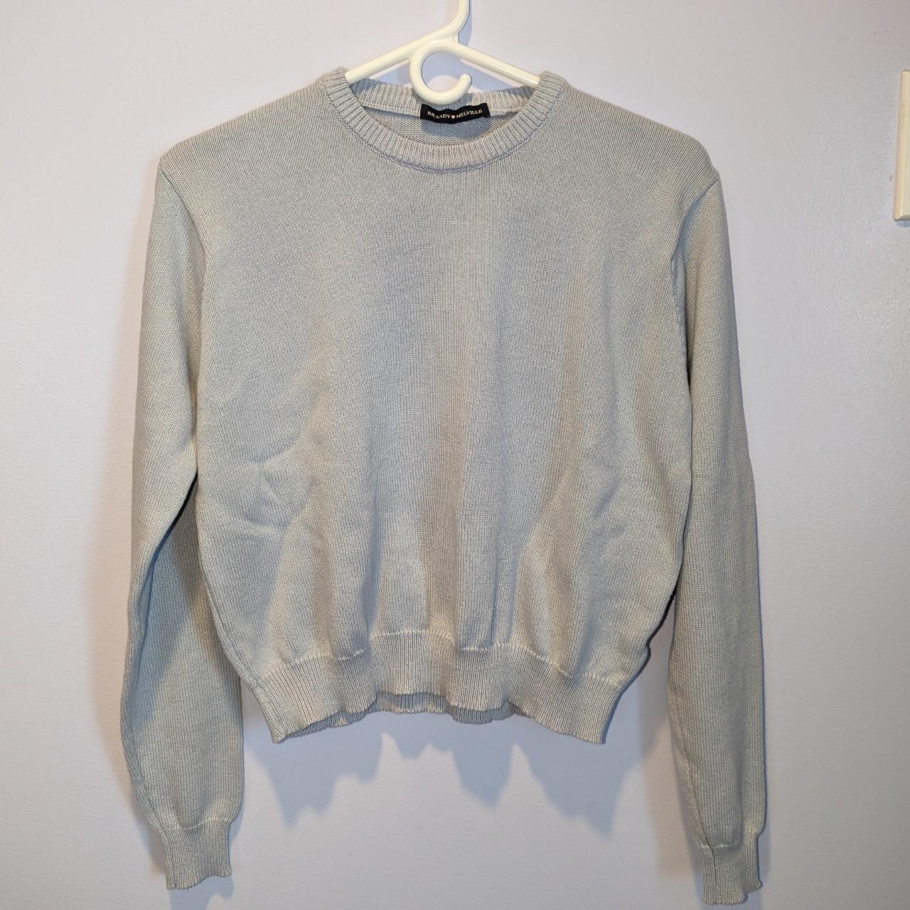 brandy melville light blue cotton crewneck fits... - Depop