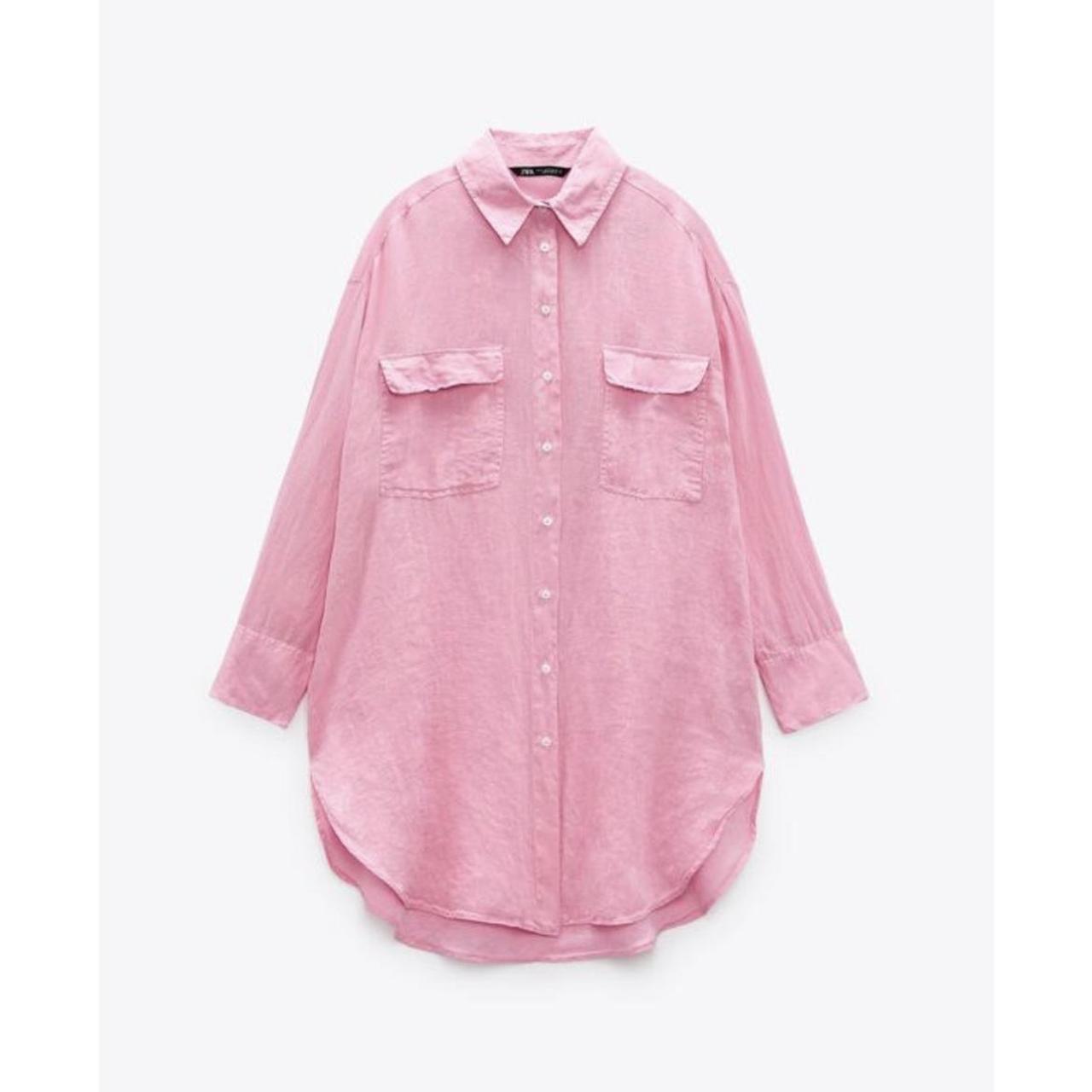 Zara pink oversized linen shirt Never worn perfect... Depop