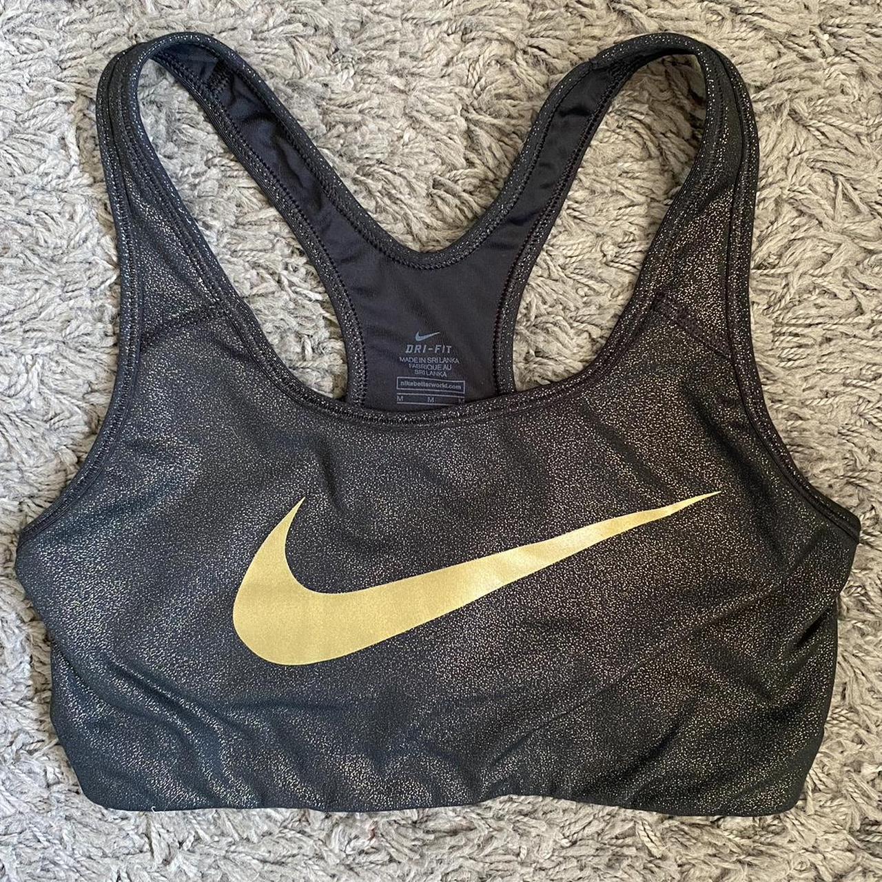 Nike Dri Fit sparkly sports bra gold