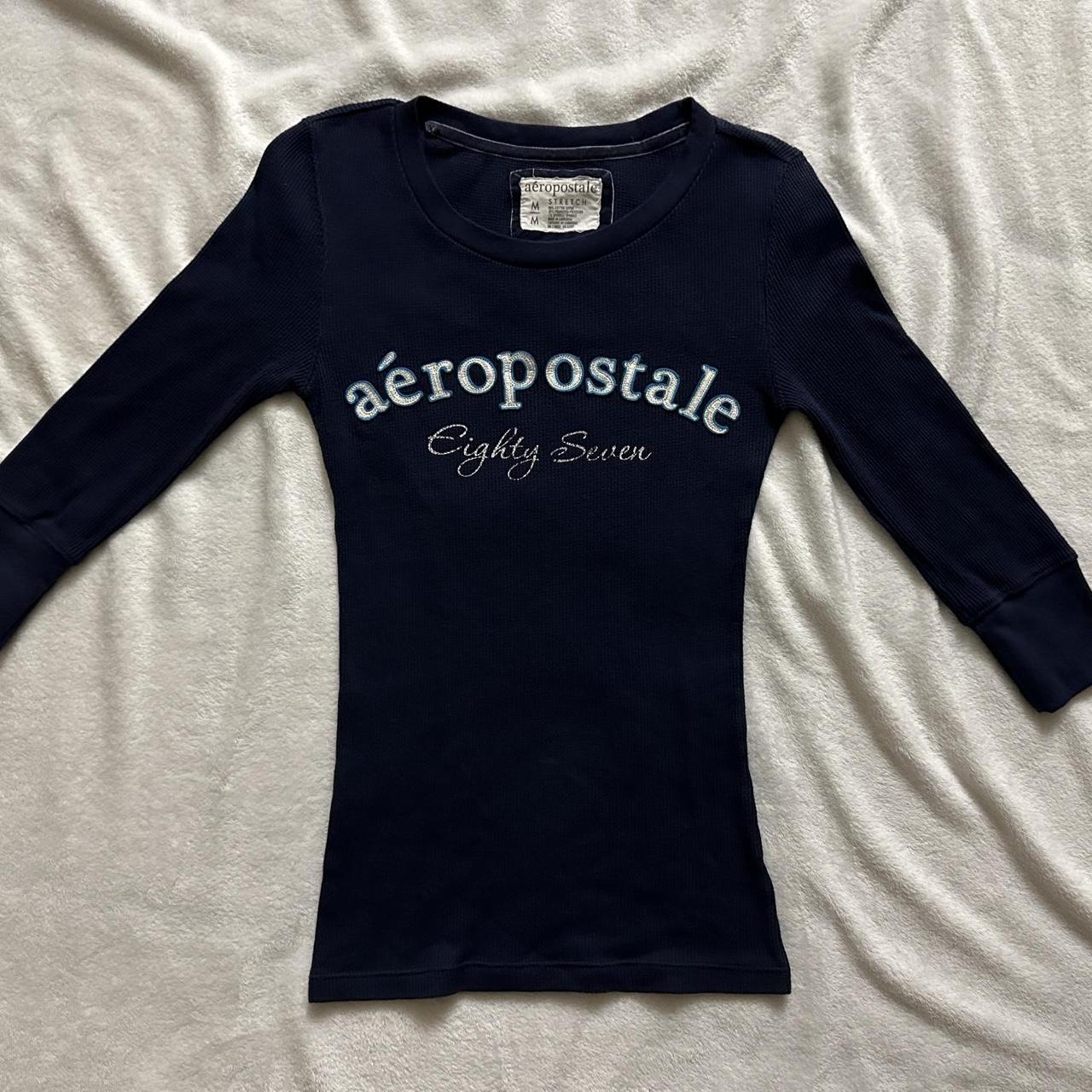 Aeropostale Navy Ribbed Waffle Longsleeve Size Depop 4458