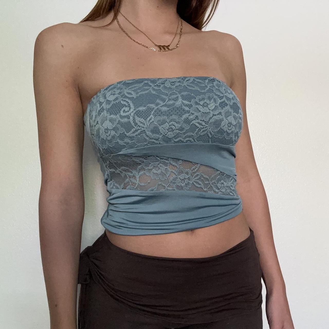 LACE TUBE TOP BLUE