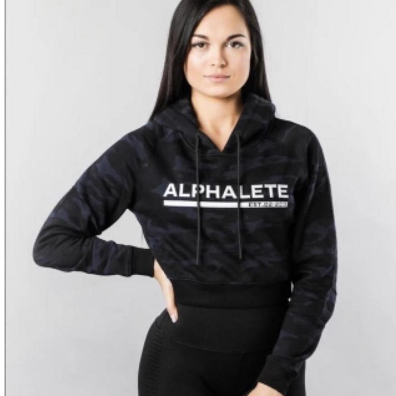 Alphalete Cropped Hoodie Black Camo alphalete Depop