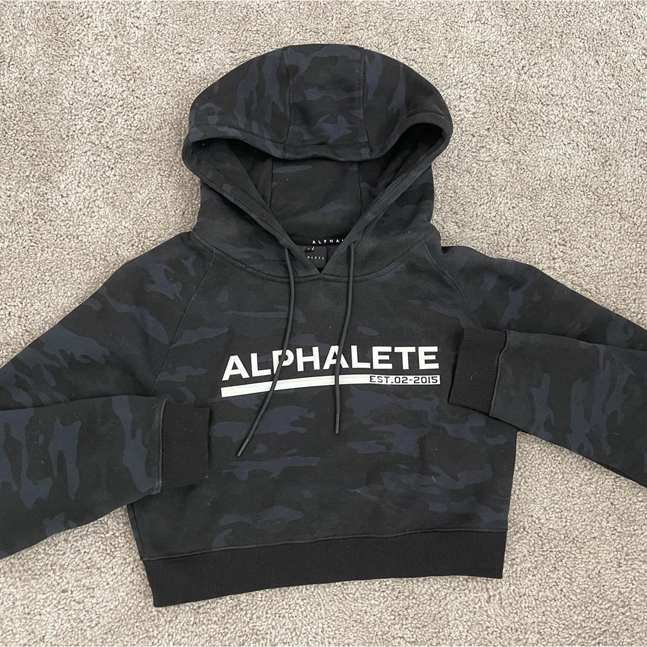 Alphalete Cropped Hoodie Black Camo Depop