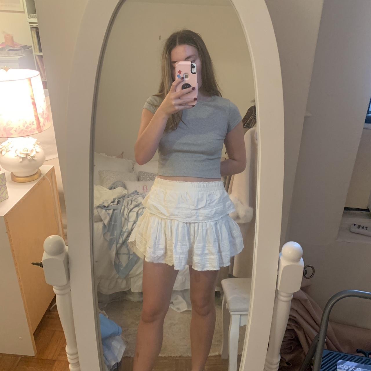 Loveshackfancy ruffle mini skirt white/cream- I... - Depop