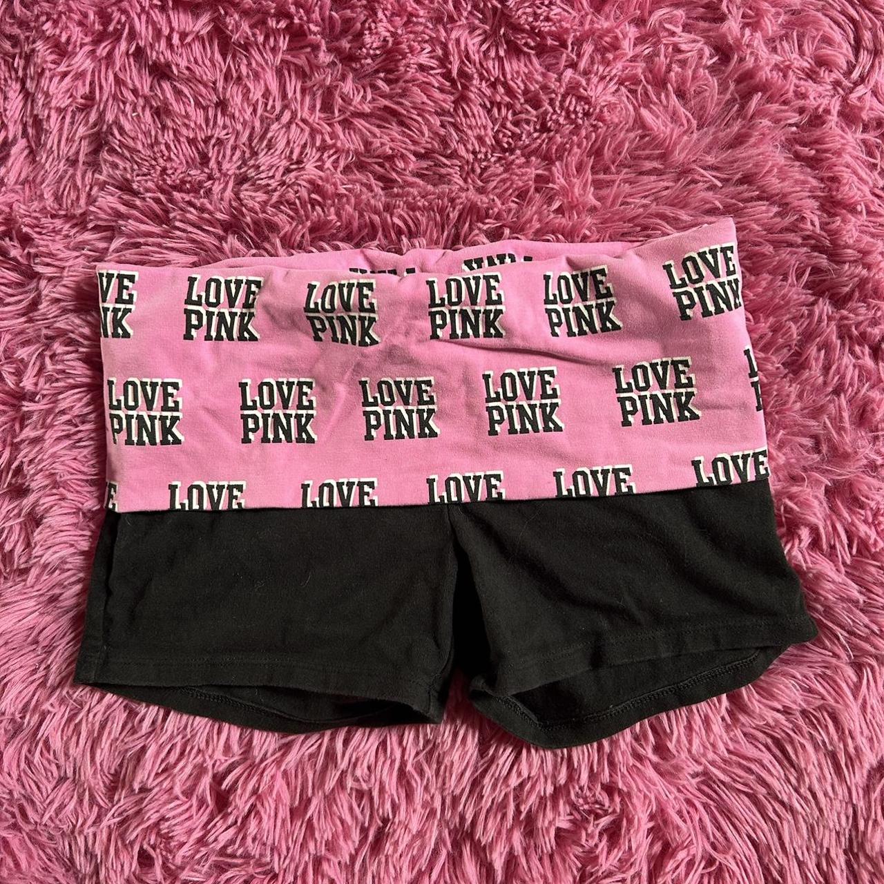 LOVE PINK Victoria Secret fold over y2k yoga shorts... Depop