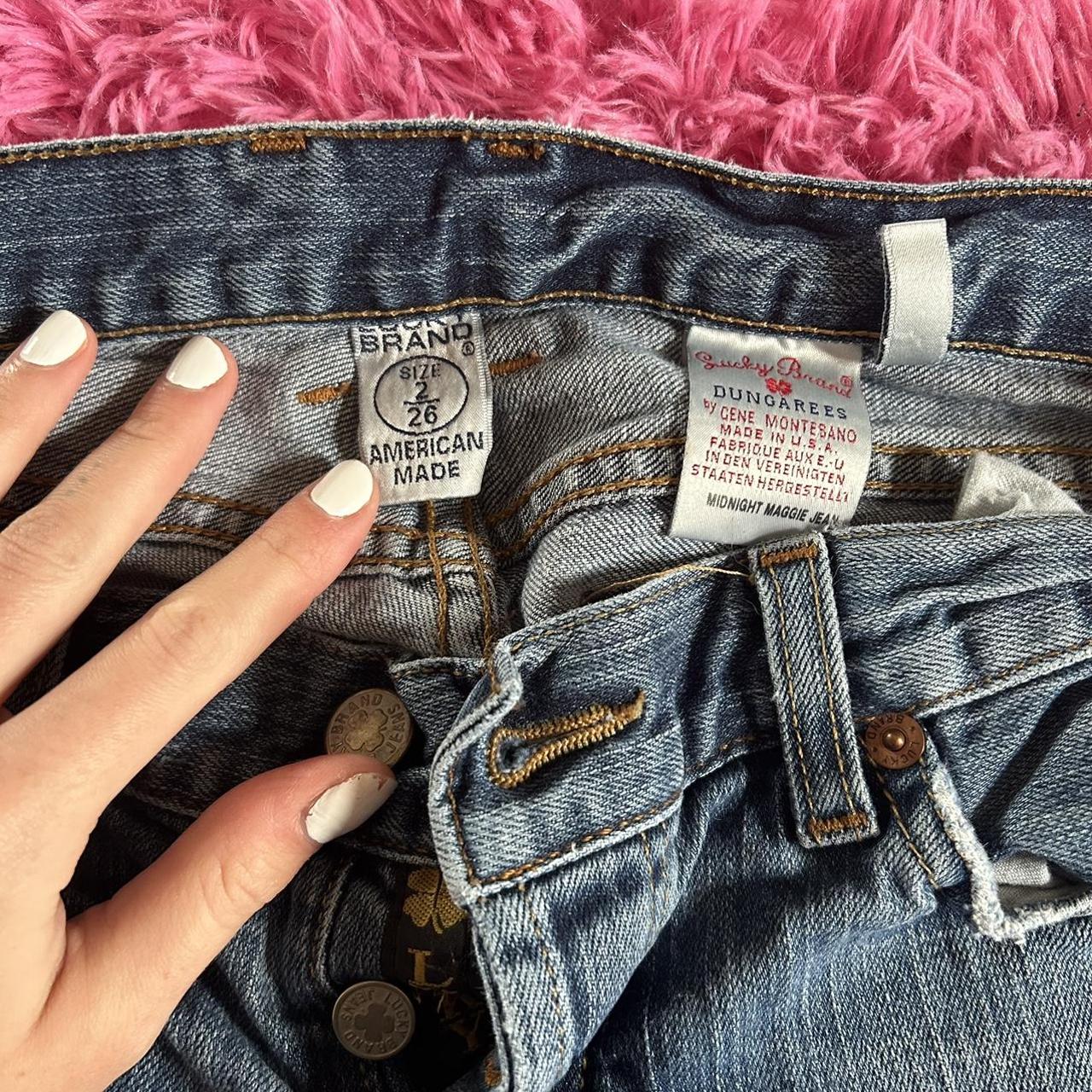 Lucky brand grunge used jeans Lucky you on zipper - Depop