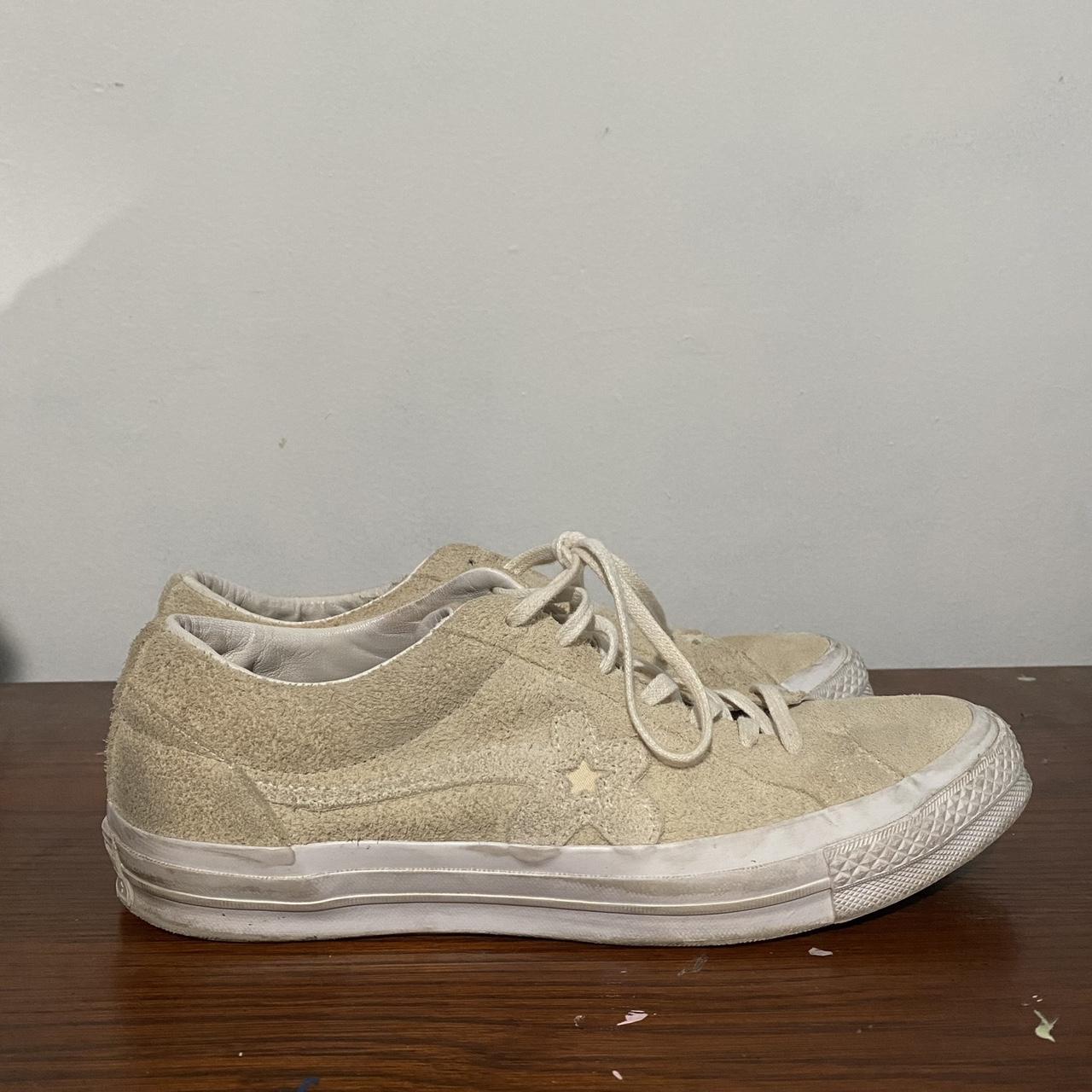 Golf le fleur vanilla converse. Left shoe has been