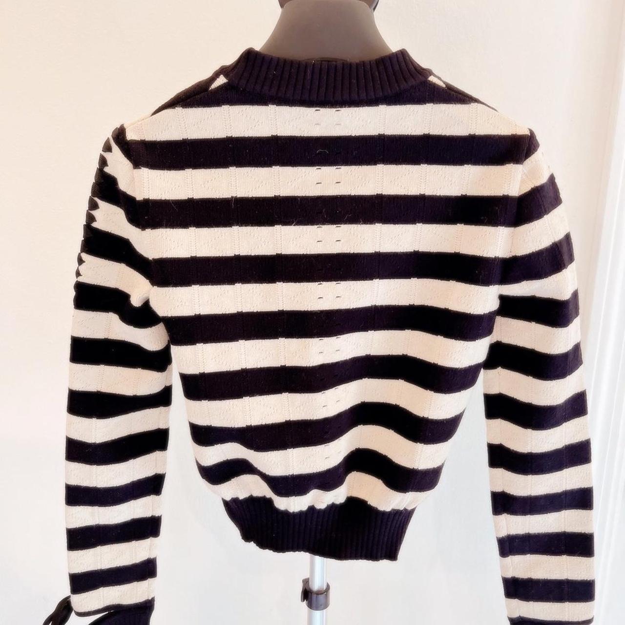 FENDI ribbed viscose and elastane striped top with logo outlet size 36