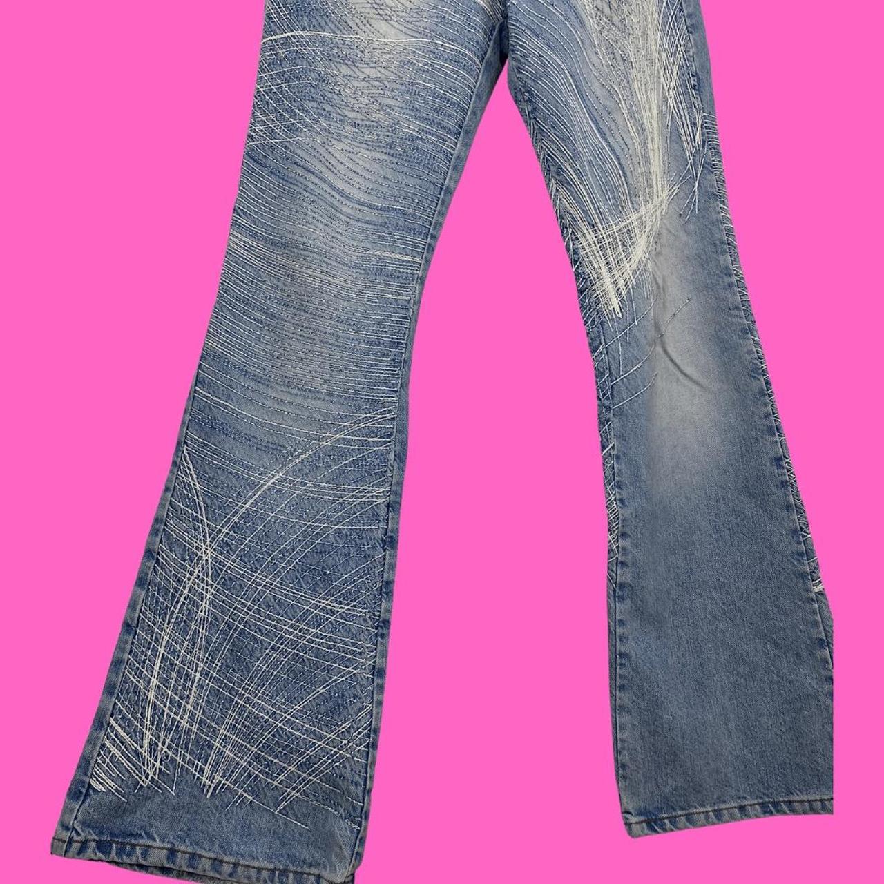 y2k-blue-flared-jeans-with-white-abstract-scratch-depop