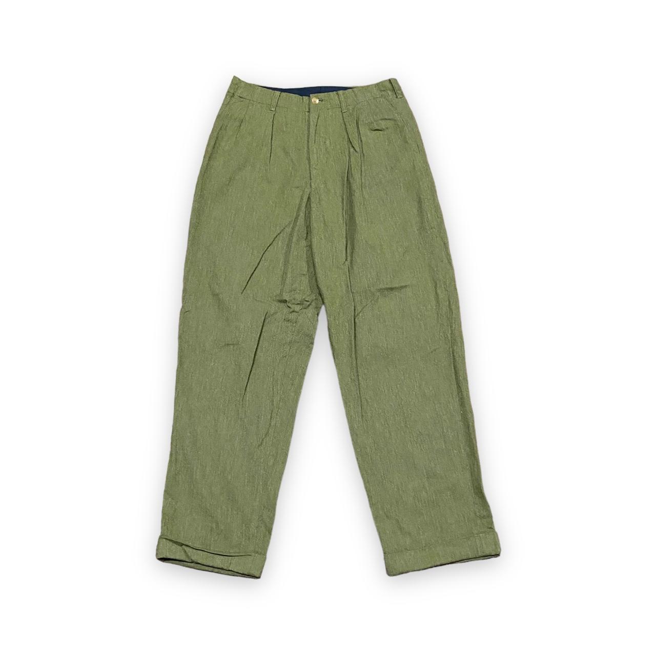 Yohji Yamamoto Men's Green and Khaki Trousers | Depop