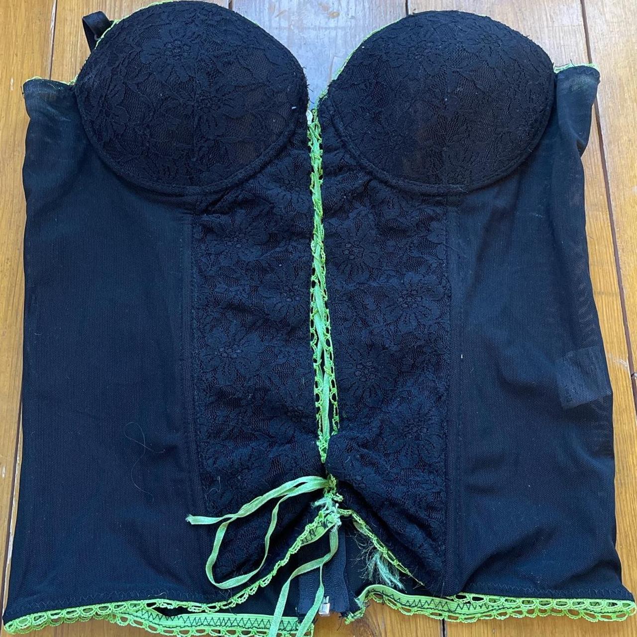 black tie up corset top / Y2k mesh corset bustier... Depop