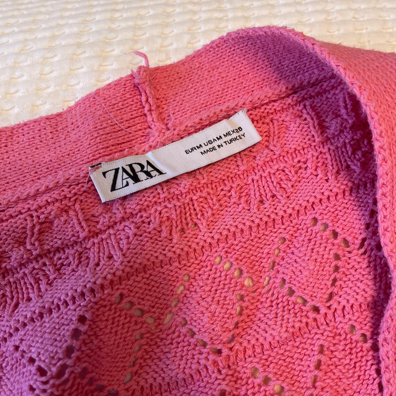 Zara pink crochet cardigan Size Medium zara... Depop