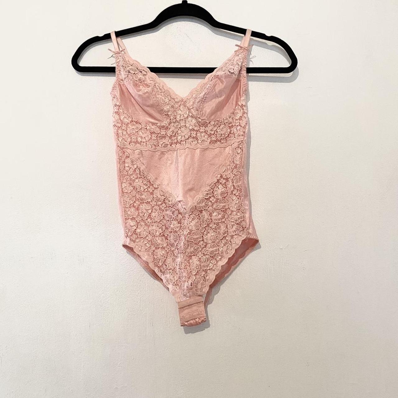 rare vintage pink lingerie onesie body suit size 38... - Depop