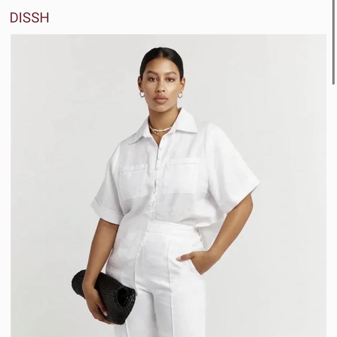 DISSH Felix white linen pocket shirt / Size 16AU - Depop