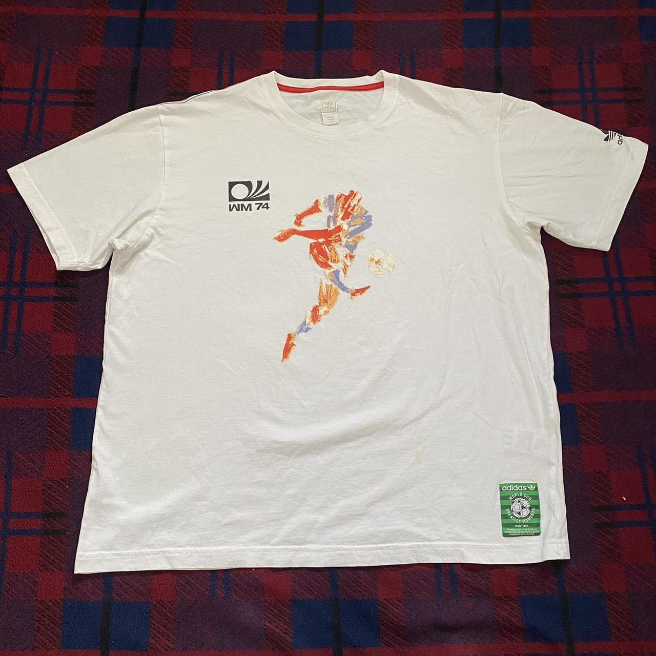 Adidas Men's White And Orange T-shirt 