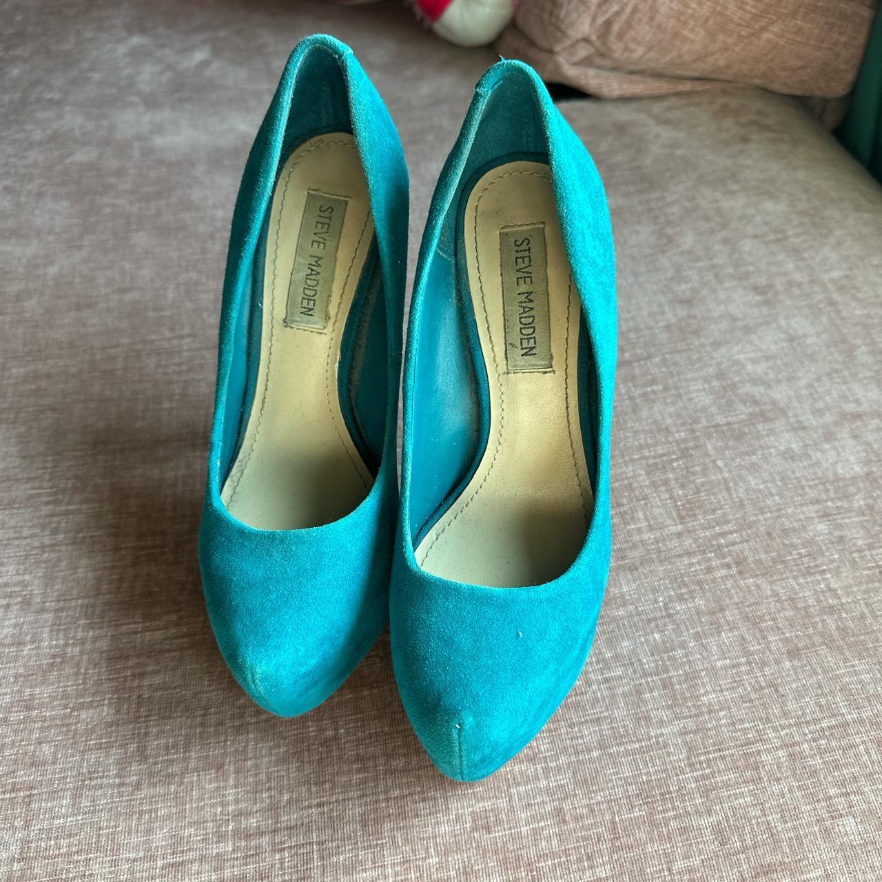 Steve Madden suede aqua heels Perfect for a night... - Depop