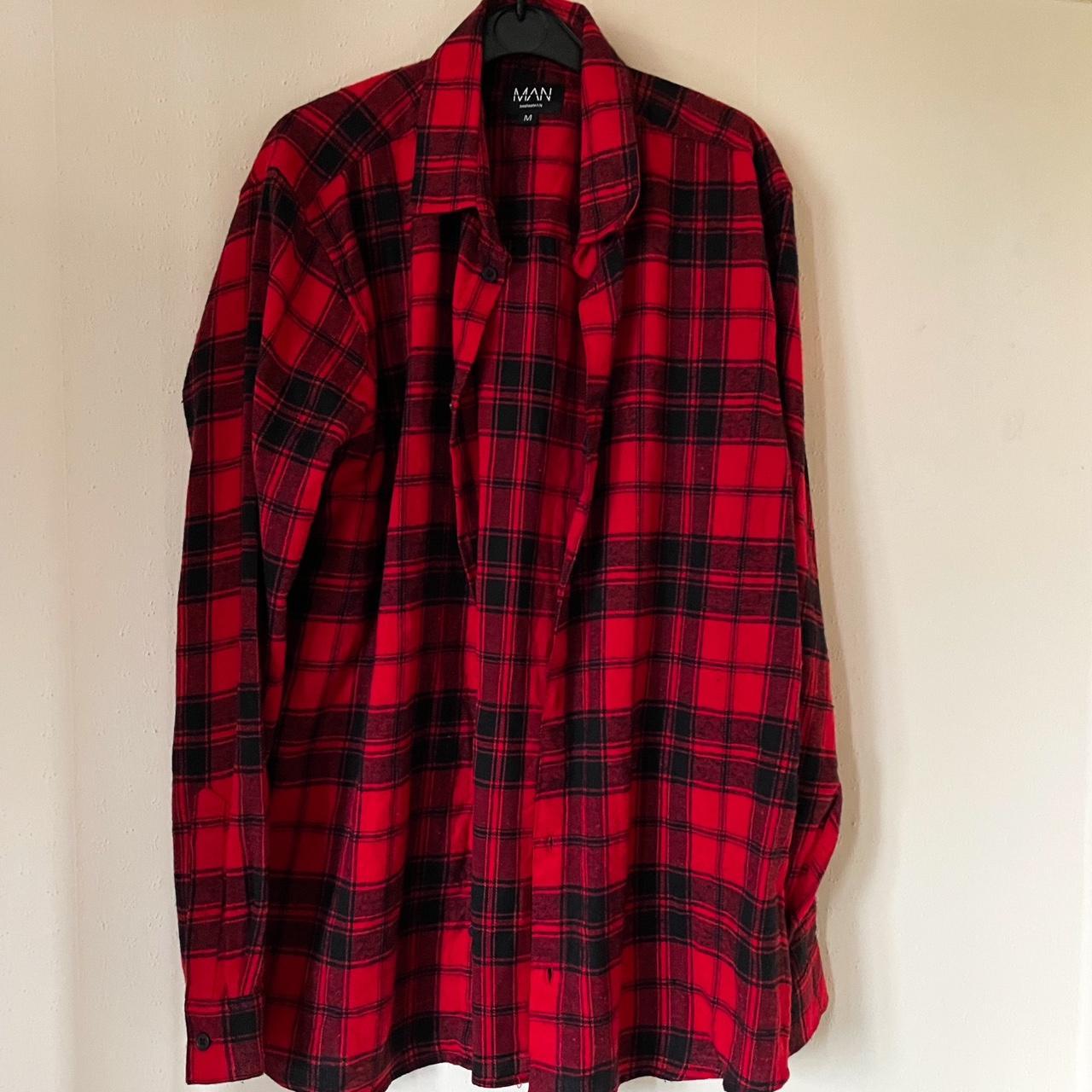 Boohoo Men's Red and Black Shirt | Depop