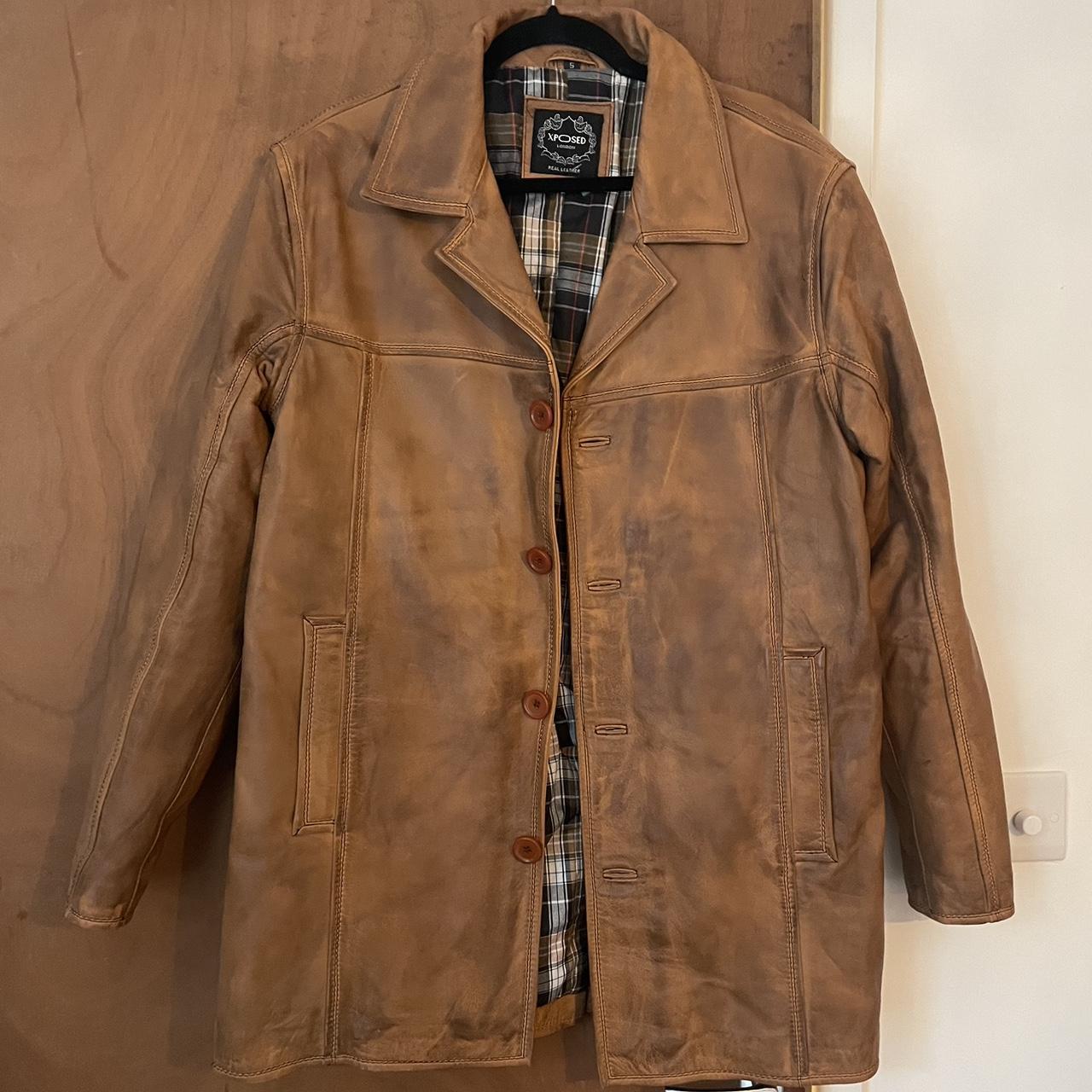 Xposed leather clearance jacket