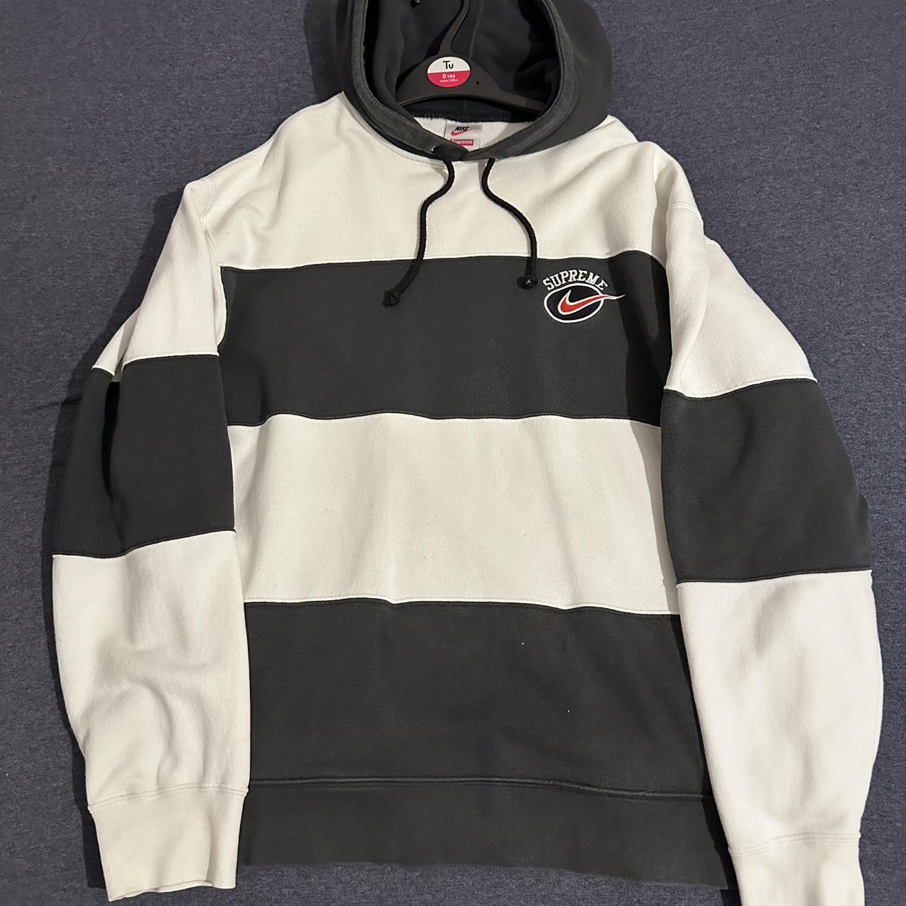 Supreme Nike stripe hoodie! Various stains all over!...