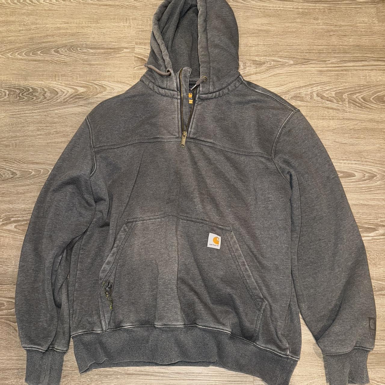 Carhartt quarter zip hoodie Size Large Has hole in... - Depop