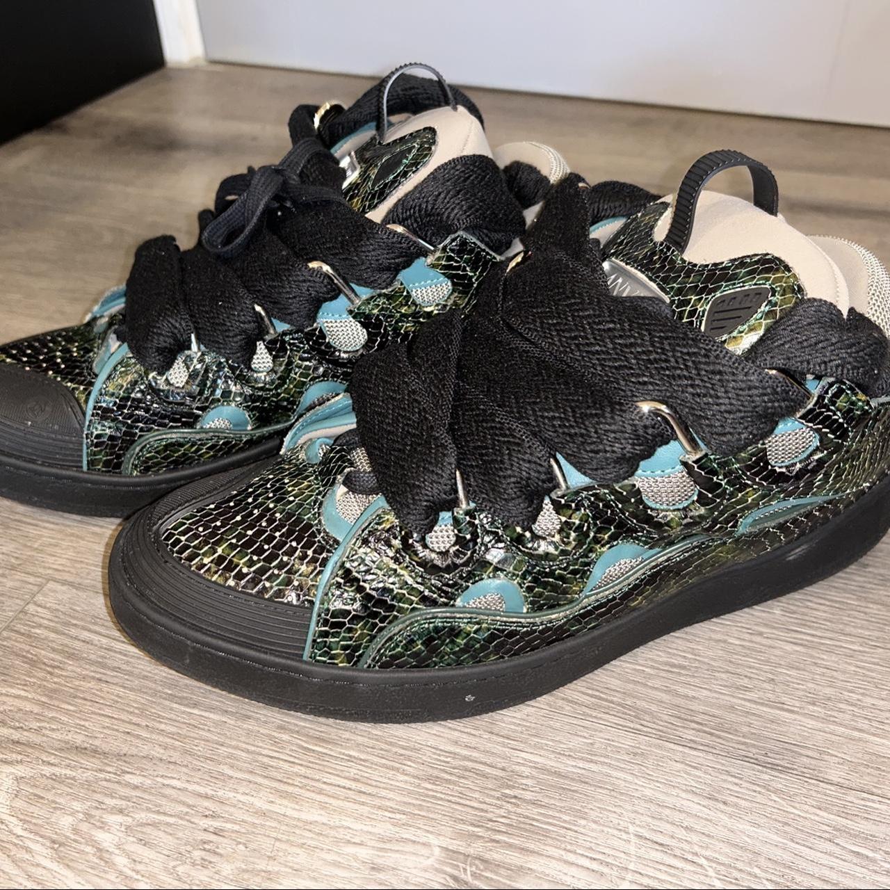 Lanvin Curb Sneakers Bottle Green Python Print Uk Depop