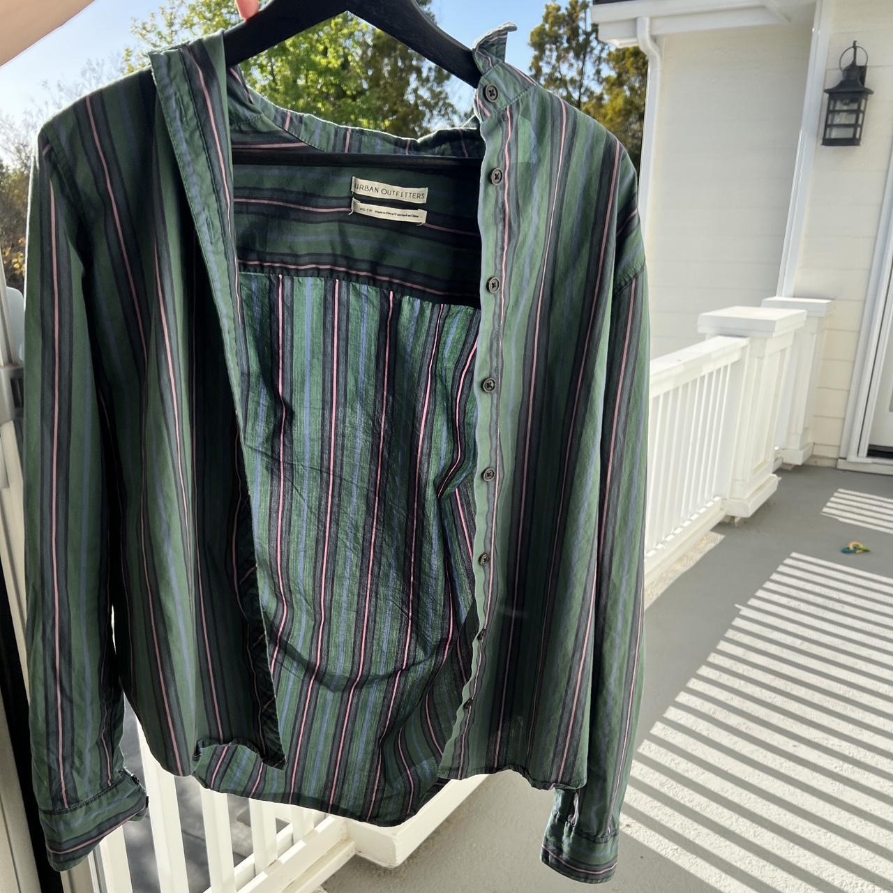 Urban Outfitters Women's Green and Pink Coat Depop