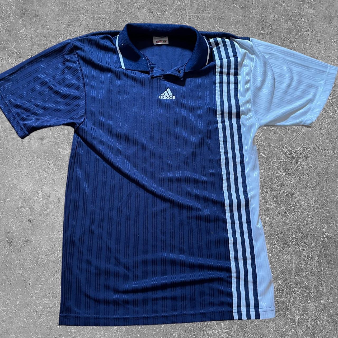 Adidas Men's Blue and Navy Shirt | Depop