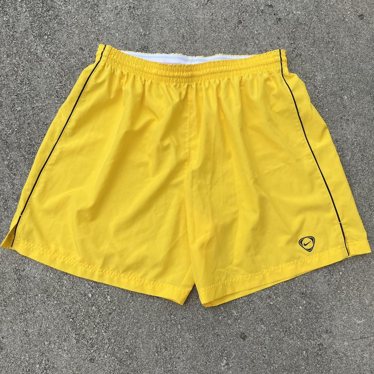 Vintage Y2K Nike Yellow and Black Shorts 100%... - Depop