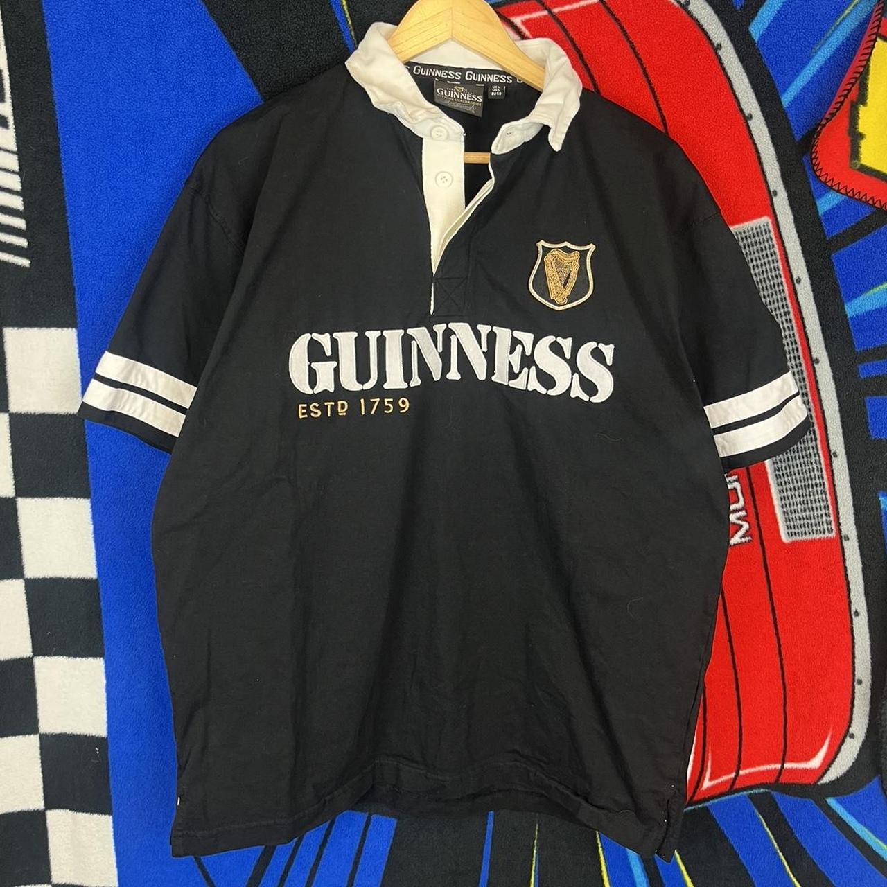 Guinness Essential Black & White Rugby Polo Size... Depop